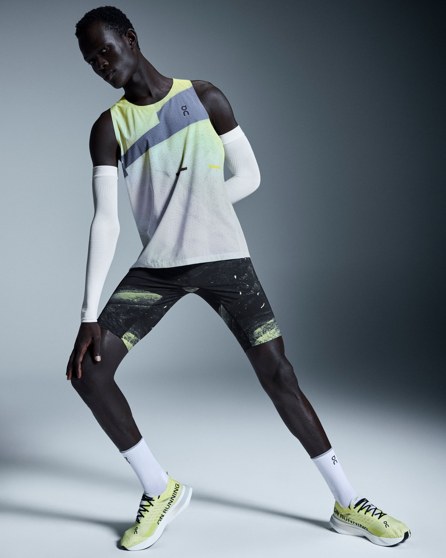Men's Race Tights Half Black | Limelight - US 1779
