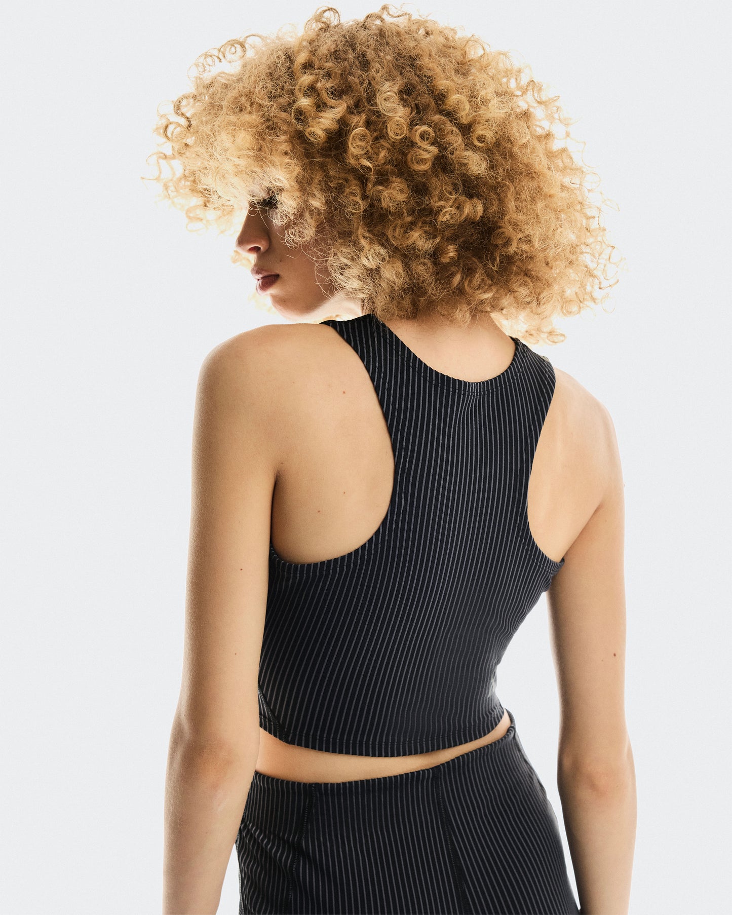 Women's All-Day Ribbed Crop Black | Rock - US 8662