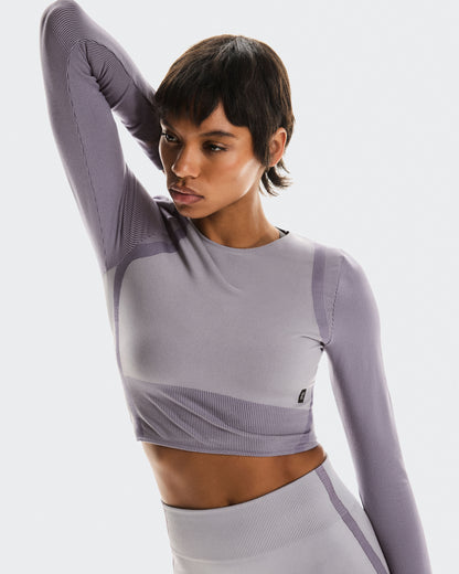 Women's Studio Knit Long-T Crop Lilac | Cosmos - US 4831